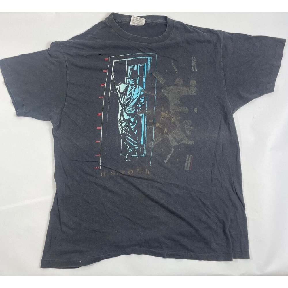 Vintage Elton John T-shirt Size XL 88' tour Reg Strikes Back Concert Rare